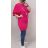Tunika prodloužená oversize krátký rukáv dámská nadrozměr (2XL/3XL ONE SIZE) ITALSKÁ MÓDA IM422353 Růžová tmavá 2XL/3XL