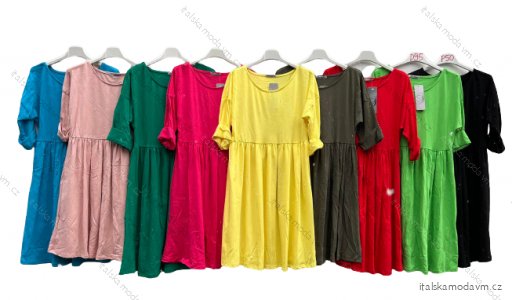 Šaty voľnočasové bavlnené krátky rukáv dámske (M/L ONE SIZE) TALIANSKA MÓDA IMD22021