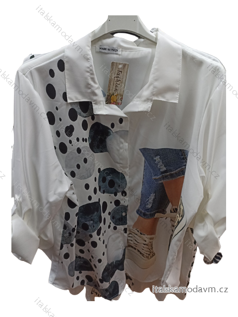 Košile oversize obrázková dlouhý rukáv dámská nadrozměr (2XL/3XL ONE SIZE) ITALSKÁ MÓDA IMB22019