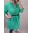 Tunika košeľová s opaskom krátky rukáv dámska nadrozmer (XL/2XL ONE SIZE) TALIANSKA MÓDA IMJ22008