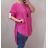 Šaty s přívěškem krátký rukáv dámské (2XL/4XL ONE SIZE) ITALSKÁ MÓDA IMJ22001/DR 2XL/3XL růžová