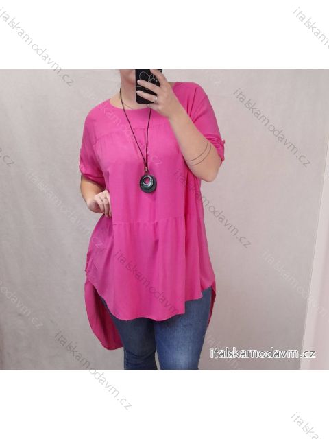 Šaty s přívěškem krátký rukáv dámské (2XL/4XL ONE SIZE) ITALSKÁ MÓDA IMJ22001/DR