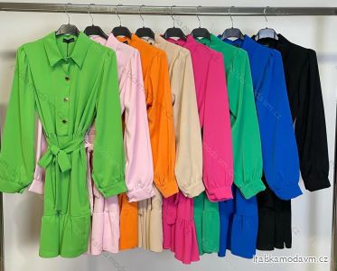 Šaty košeľové dlhý rukáv dámske (S/M ONE SIZE) TALIANSKA MÓDA IMM22027