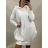 Šaty mikinové dlouhý rukáv dámské (UNI S/M) ITALSKÁ MÓDA IMM20812/DR S / M one size biela