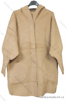 Kabát alpaka teplý dlhý rukáv s kapucňou dámsky (S / M / L ONE SIZE) TALIANSKÁ MÓDA IMWD20476