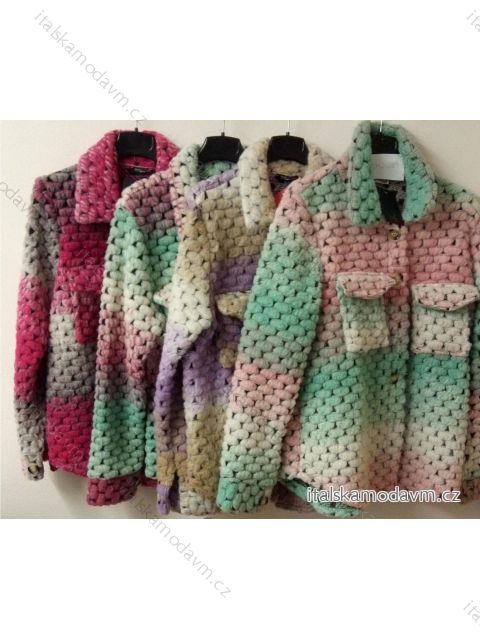 Kabát vlnený krátký jarný dlouhý rukáv dámský (S/L ONE SIZE) ITALSKÁ MÓDA IMM21239 vzor-3 S/L one size