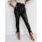 Nohavice elegantné dlhé koženkové dámske (S-XL) TALIANSKÁ MÓDA IMWD212386/DR XL (EÚ 42 / Nohavice 31) čierna