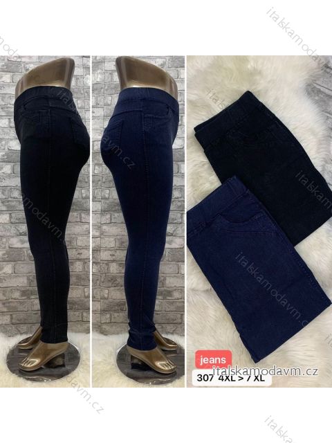 Nohavice jeans džegíny dlhé dámske nadrozměr (4XL-7XL) TURECKÁ MÓDA TMWL21307 modrá tmavá 5XL