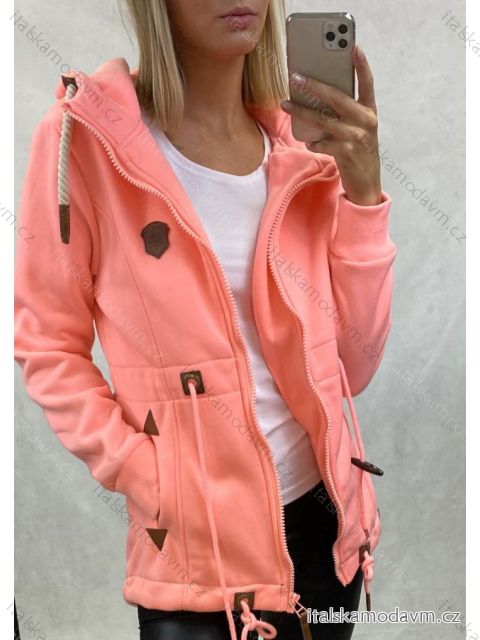 Mikina teplá na zip s kapucí dámská (	M-4XL) TURECKÁ MÓDA TMM20THH-1069 Šedá 3XL