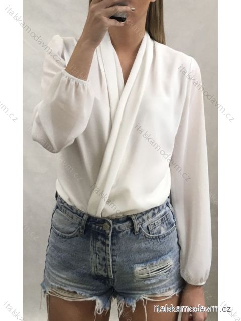 Body alá halenka elegantní dlouhý rukáv dámské (UNI S/M) ITALSKÁ MÓDA IMM20033 ružová