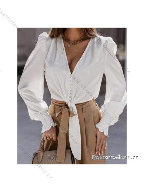Halenka elegantní dlouhý rukáv dámská (S/M ONE SIZE) ITALSKÁ MÓDA IMWD211175 bílá S/M one size