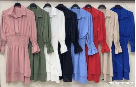 Šaty elegantné košeľové dlhý rukáv dámske (S / M ONE SIZE) TALIANSKÁ MÓDA IMWD21998 / DR