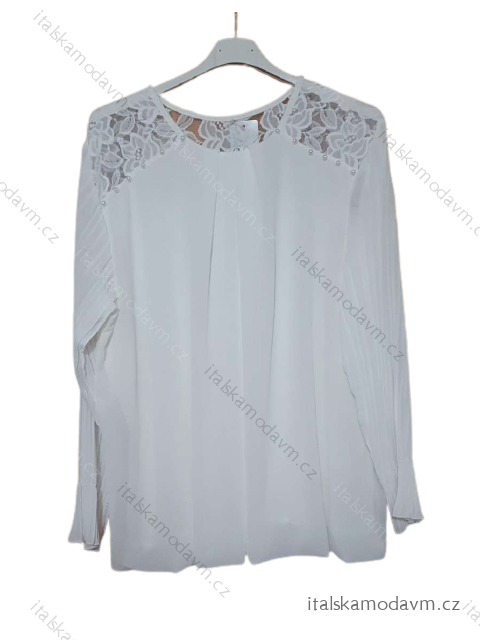 Tunika/halenka dlouhý rukáv dámská nadrozměr  (3XL/4XL ONE SIZE) ITALSKÁ MÓDA IMWQ21216 bílá 3XL/4XL ONE SIZE
