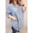 Košile riflová dlouhý rukáv dámská nadrozměr (2XL/3XL ONE SIZE) ITALSKÁ MÓDA IM822004 Modrá světlá 2XL/3XL