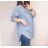 Košile riflová dlouhý rukáv dámská nadrozměr (2XL/3XL ONE SIZE) ITALSKÁ MÓDA IM822004 Modrá světlá 2XL/3XL