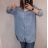 Košile riflová dlouhý rukáv dámská nadrozměr (2XL/3XL ONE SIZE) ITALSKÁ MÓDA IM822004 Modrá světlá 2XL/3XL