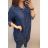 Košile riflová dlouhý rukáv dámská nadrozměr (2XL/3XL ONE SIZE) ITALSKÁ MÓDA IM822004 Modrá světlá 2XL/3XL