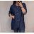 Košile riflová dlouhý rukáv dámská nadrozměr (2XL/3XL ONE SIZE) ITALSKÁ MÓDA IM822004 Modrá světlá 2XL/3XL