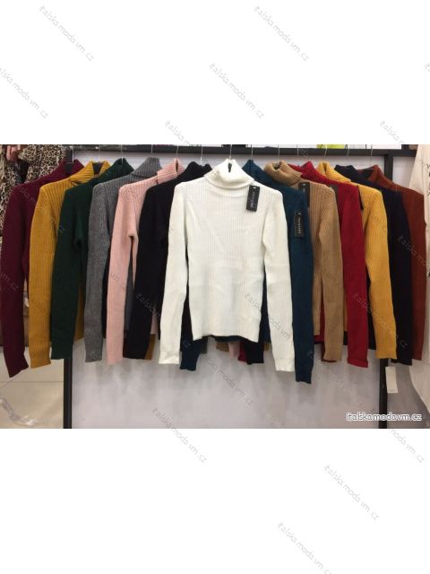 Svetr pletený s rolákem dlouhý rukáv dámský (UNI S/L) ITALSKÁ MÓDA IMWA20309 S/L one size světle hnědá