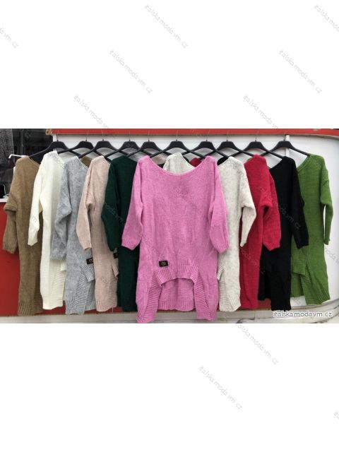 Sveter pletený teplý predĺžený dlhý rukáv dámsky (S / M ONE SIZE) TALIANSKÁ MÓDA IMWG20209 / DR malinová