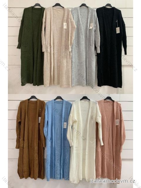 Cardigan maxi dlhý pletený dlhý rukáv dámsky (L / 2XL ONE SIZE) TALIANSKÁ MÓDA IMWY216527