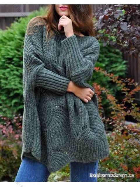 Svetr teplý oversize dlouhý rukáv dámský (XL/3XL ONE SIZE) ITALSKÁ MÓDA IMWA217017
