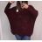 Sveter tenký oversize dlhý rukáv dámsky (XL / 3XL ONE SIZE) TALIANSKÁ MÓDA IMWA217017 vínová XL / 3XL