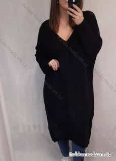 Šaty pletené dlhý rukáv dámsky nadrozměr (3XL / 4XL ONE SIZE) TALIANSKÁ MÓDA IM821028