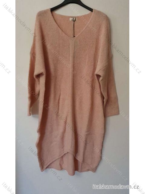 Šaty pletené dlhý rukáv dámsky nadrozměr (3XL / 4XL ONE SIZE) TALIANSKÁ MÓDA IM821028 staroružová 3XL / 4XL ONE SIZE