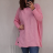 Šaty / Sveter predĺžený pletený dlhý rukáv dámsky nadrozměr (5XL / 6XL ONE SIZE) TALIANSKÁ MÓDA IMD21881 / DR 5XL / 6XL ružová