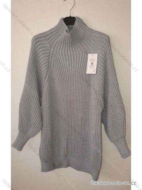 Svetr pletený prodloužený teplý s rolákem dlouhý rukáv dámské (L/XL ONE SIZE) ITALSKÁ MÓDA IM4212332 starorůžová L/XL one size