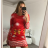 Šaty sametové dlouhý rukáv dámské vánoční (S/M ONE SIZE) ITALSKá MODA IMC211110/DR červená S / M