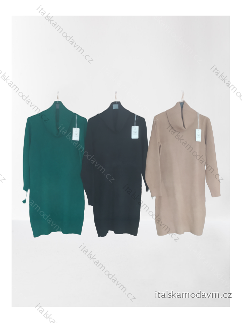 Šaty pletené s rolákom dlhý rukáv dámsky nadrozměr (S/M ONE SIZE) TALIANSKÁ IM821031