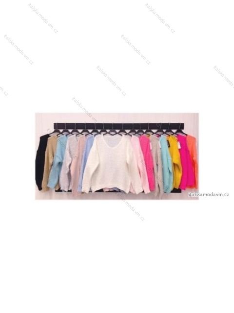 Sveter pletený dlhý rukáv dámsky (S/L ONE SIZE) TALIANSKA MÓDA IMWB21B28029/DR S / L čierna