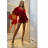 Šaty elegantné spoločenské dlhý rukáv dámske semišové (uni s / m) TALIANSKÁ MÓDA IM319956 červená