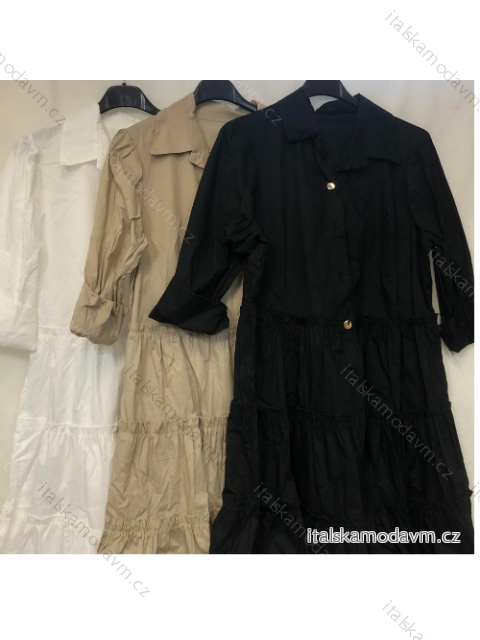 Šaty krátké košilové 3/4 rukáv dámské (uni s-m) ITALSKá MóDA IMT20071 hnedá _UNI S / M / L