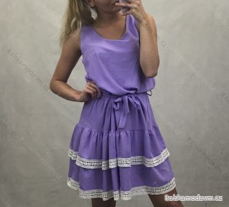 Šaty na ramínka letní krátké dámské (UNI S/M) ITALSKÁ MÓDA IMM20342 fialová
