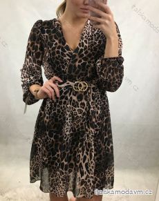 Šaty elegantné dlhý rukáv dámske leopard (UNI S /M) TALIANSKÁ MÓDA IMWA20609