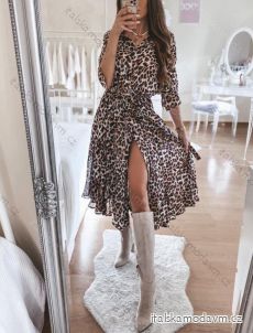 Šaty elegantné dlhý rukáv leopard dámske (S / M ONE SIZE) TALIANSKÁ MÓDA IMWD20503