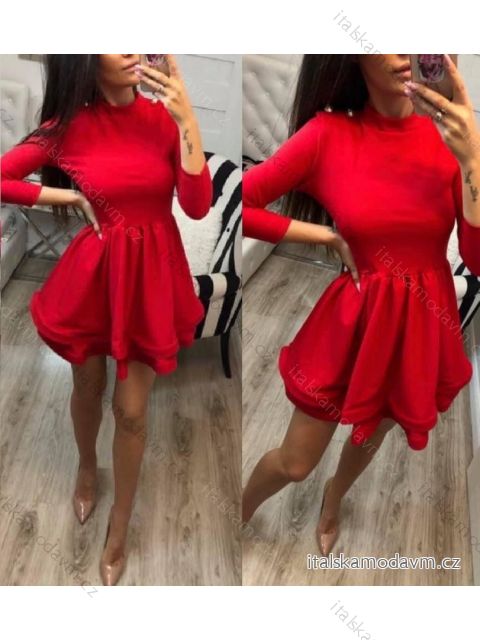 Šaty elegantné dlhý rukáv dámske (S / M / L ONE SIZE) TALIANSKÁ MÓDA IMK201040/DR <p>S-M-L</p> vínová