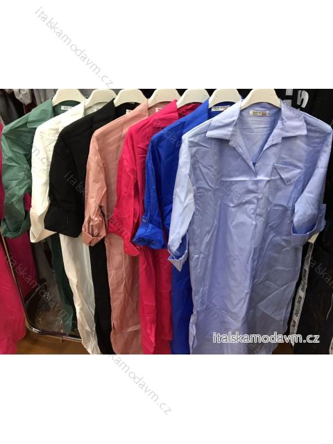 Šaty košilové dlouhý rukáv dámské (S/M/L ONE SIZE) ITALSKÁ MÓDA IM421090/DR S/L one size bílá