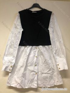 Šaty elegantné košeľové s vestou dlhý rukáv dámske (S / M ONE SIZE) TALIANSKÁ MÓDA IM421601/DR