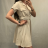 Šaty košilové krátký rukáv dámské (S/M ONE SIZE) ITALSKá MODA IM921246 béžová S/M one size