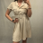 Šaty košilové krátký rukáv dámské (S/M ONE SIZE) ITALSKá MODA IM921246 béžová S/M one size