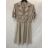Šaty košilové krátký rukáv dámské (S/M ONE SIZE) ITALSKá MODA IM921246 béžová S/M one size