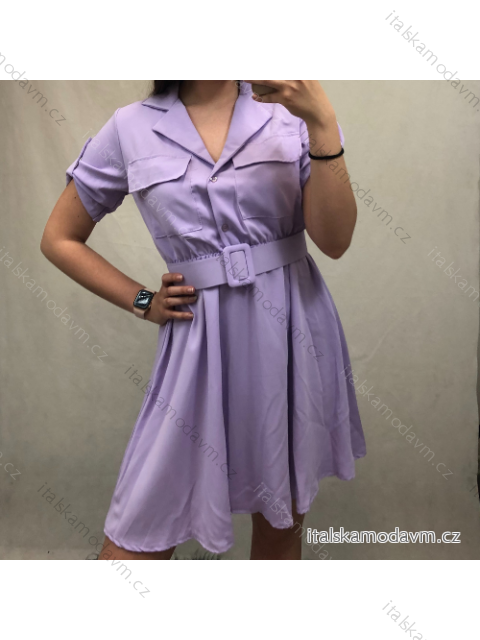 Šaty košilové krátký rukáv dámské (S/M ONE SIZE) ITALSKá MODA IM921246 béžová S/M one size