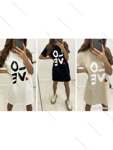 Šaty voľnočasové krátky rukáv dámske (S / M ONE SIZE) TALIANSKÁ MÓDA IMWD213741/DR