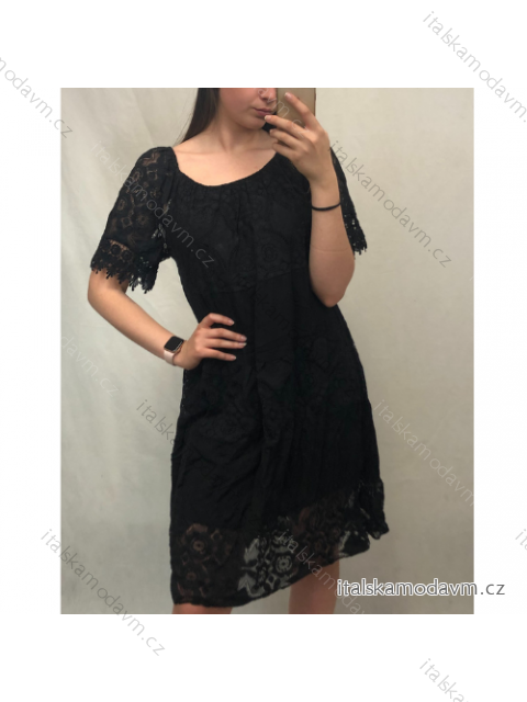 Šaty krajkové carnen krátký rukáv dámské (M/XL ONE SIZE) ITALSKÁ MÓDA IMD22162