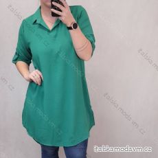 Tunika košilová s páskem 3/4 rukáv dámská (XL/2XL ONE SIZE) ITALSKÁ MÓDA IMM22235