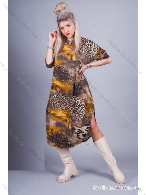 Šaty dlouhý rukáv dámské nadrozměr (3XL/4XL ONE SIZE) POLSKÁ MÓDA IMLI21029/DR 3XL/4XL vzor